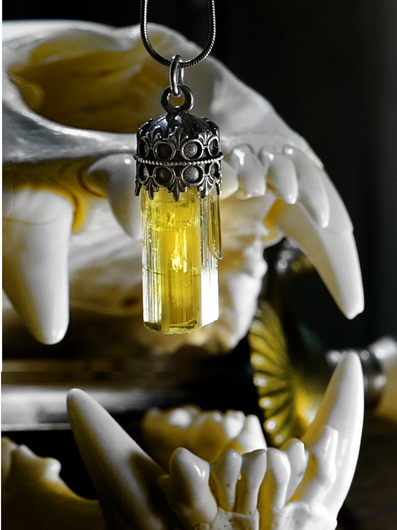 Crystal talisman in old-mine silver