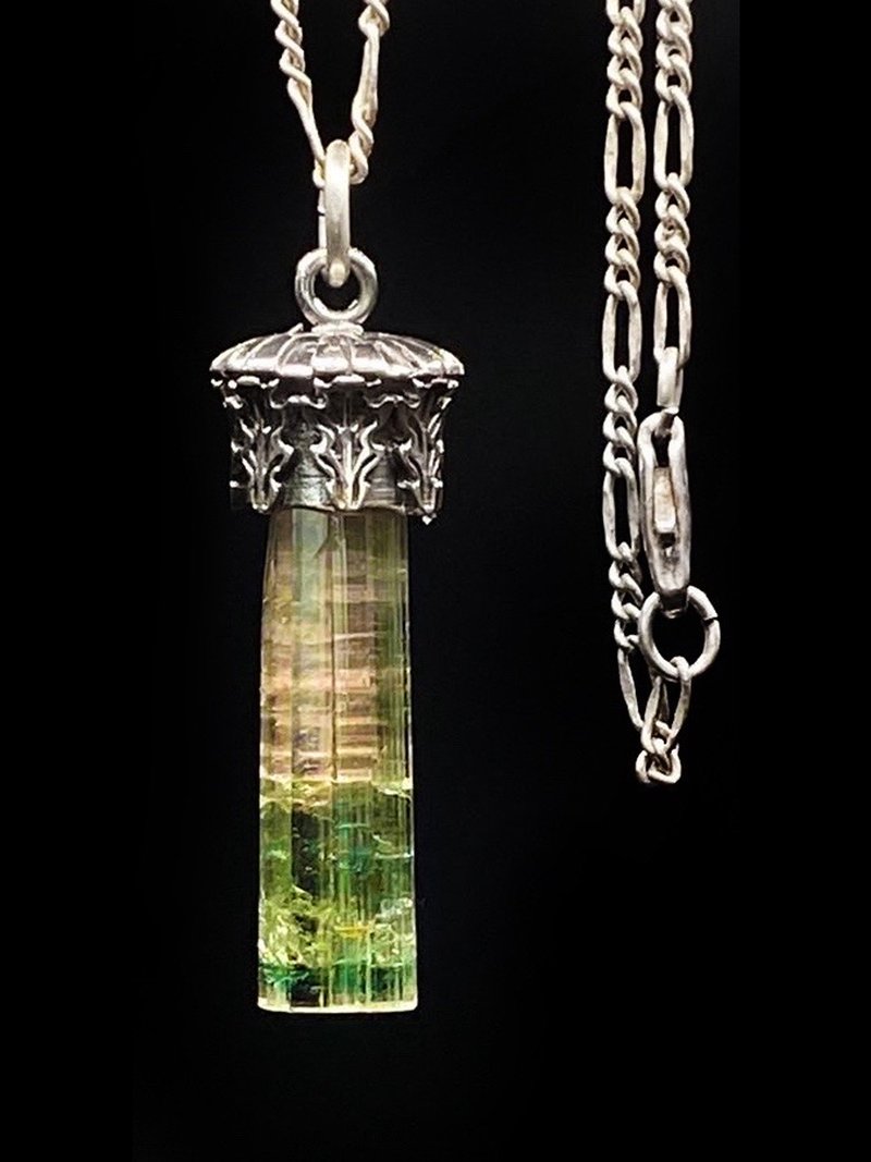 Crystal talisman in old-mine silver